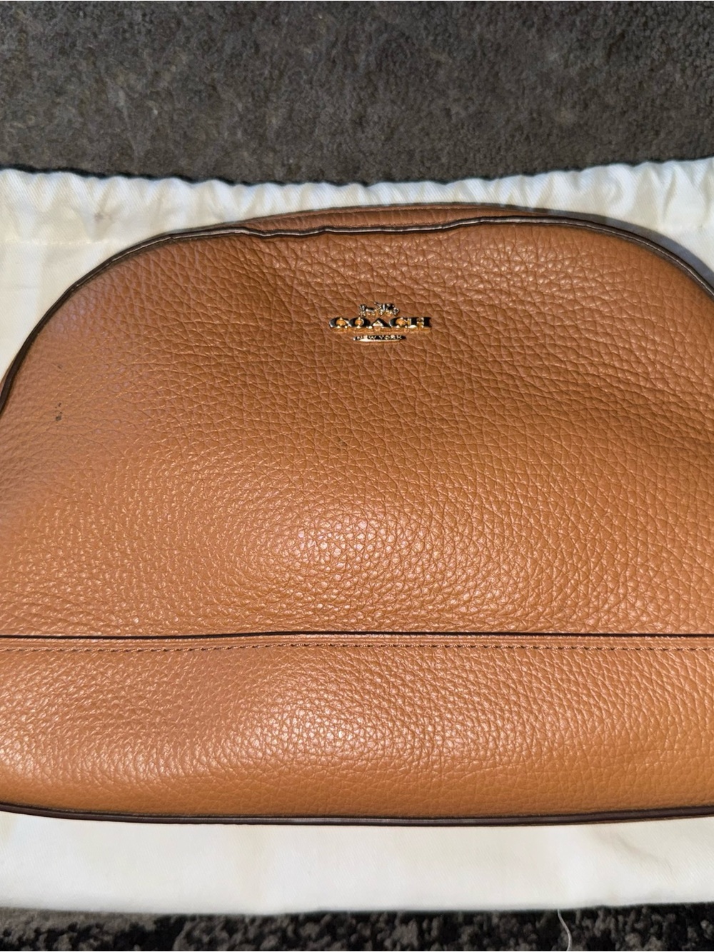 Coach Pebbled Leather Toiletry Pouch in Tan